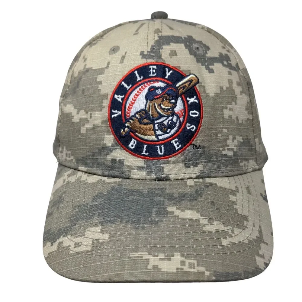 BWM Global Mens Strapback Digital Camo Hat OSFA Valley Blue Sox Embroidered Logo